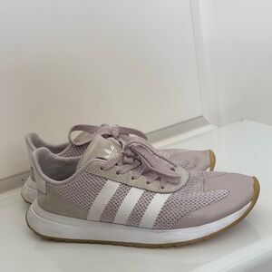 Adidas Women's Light Pink and White Sneakers
